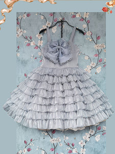 Sweet Lolita Dress Tulle Sleeveless Ruffles Jumper Dress