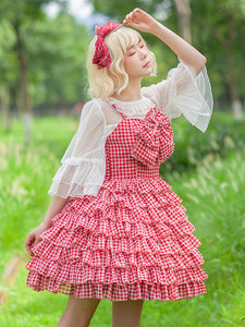 Sweet Lolita Dress Tulle Sleeveless Ruffles Jumper Dress