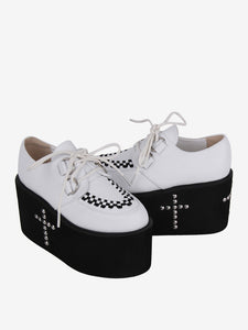 Sweet Lolita Footwear White Metallic Rivets Round Toe PU Leather Lolita Shoes