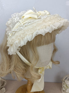 Sweet Lolita Hat Pearls Ruffles Accessory Polyester White Lolita Accessories