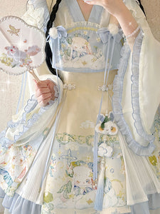 Tenues Sweet Lolita Pull sans manches en jacquard bleu bébé Accessoire pour couvre-chef