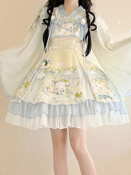 Tenues Sweet Lolita Pull sans manches en jacquard bleu bébé Accessoire pour couvre-chef