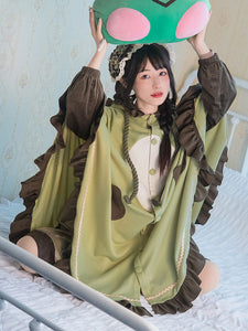 Sweet Lolita Poncho Green Polyester Ruffles Summer Lolita Outwears