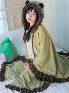 Sweet Lolita Poncho Green Polyester Ruffles Summer Lolita Outwears