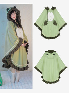 Sweet Lolita Poncho Green Polyester Ruffles Summer Lolita Outwears