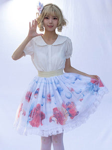 Sweet Lolita SK Floral Print As Image Ruffles Lolita Skirts