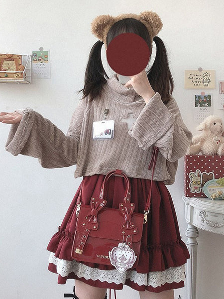 Sweet Lolita SK Ruffles Burgundy Lolita Skirts