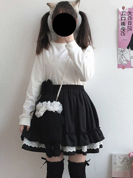 Sweet Lolita SK Ruffles Burgundy Lolita Skirts