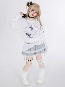 Sweet Lolita SK Tiered Ruffles Light Gray Lolita Skirts