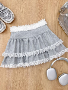 Sweet Lolita SK Tiered Ruffles Light Gray Lolita Skirts