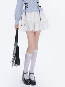 Sweet Lolita SK White Ruffles Tiered Lolita Skirts