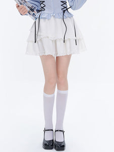 Sweet Lolita SK White Ruffles Tiered Lolita Skirts