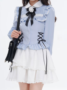 Sweet Lolita SK White Ruffles Tiered Lolita Skirts