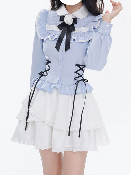 Sweet Lolita SK White Ruffles Tiered Lolita Skirts