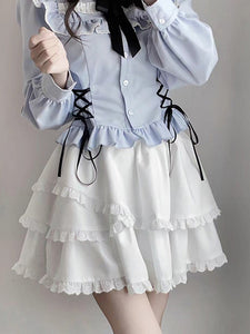 Sweet Lolita SK White Ruffles Tiered Lolita Skirts