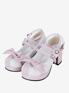 Sweet Lolita Sandals Bows Round Toe Bow PU Leather White Lolita Summer Shoes