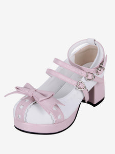 Sweet Lolita Sandals Bows Round Toe Bow PU Leather White Lolita Summer Shoes