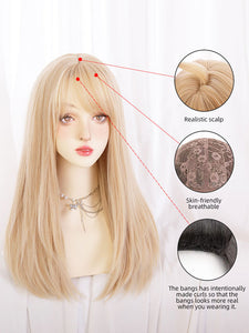 Sweet Lolita Wig Tousled Heat-resistant Fiber Light Gold Lolita Accessories