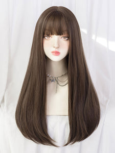 Sweet Lolita Wigs Deep Brown Long Heat-resistant Fiber Tousled Lolita Accessories