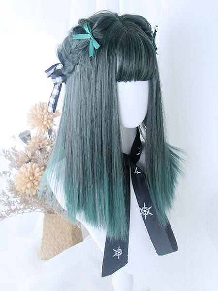 Sweet Lolita Wigs Medium Heat-resistant Fiber Dark Green Lolita Accessories