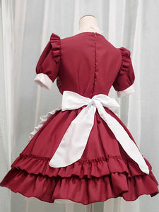 Sweet Maid Lolita Dress Polyester Ruffles Short Sleeves Dress