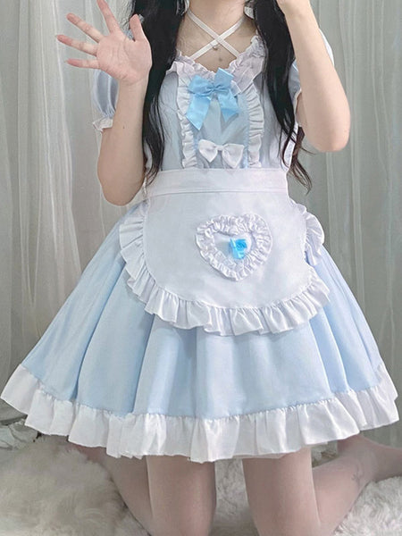 Sweet Maid Lolita Dress Polyester Short Sleeves Dress