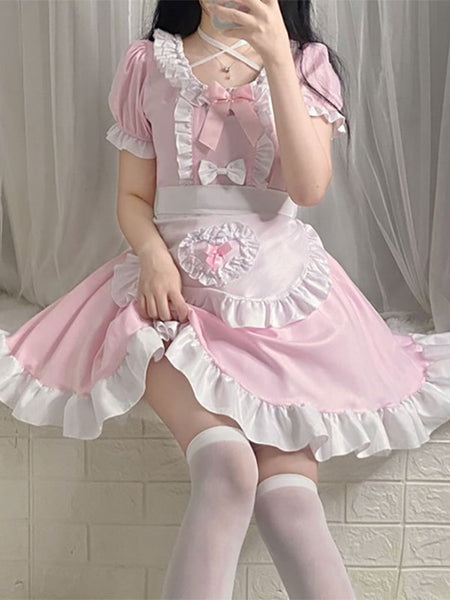 Sweet Maid Lolita Dress Polyester Short Sleeves Lolita Dress