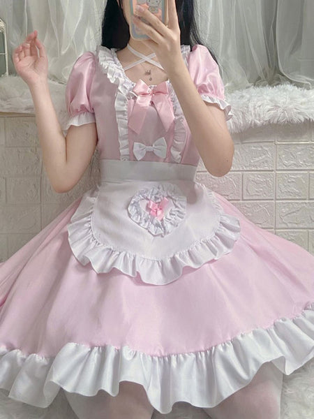 Sweet Maid Lolita Dress Polyester Short Sleeves Lolita Dress