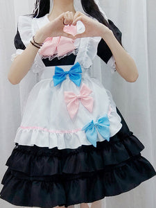 Sweet Maid Lolita Dress Polyester Short Sleeves Ruffles Lolita Dress