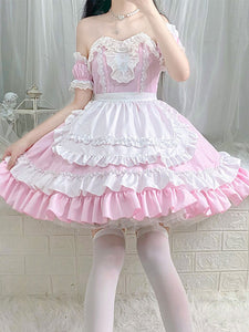 Sweet Maid Lolita Dress Strapless Polyester Multi Ruffles Lolita Dress