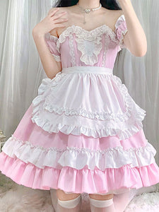 Sweet Maid Lolita Dress Strapless Polyester Multi Ruffles Lolita Dress