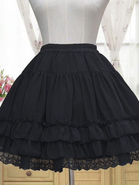 White Lolita Petticoat Neverland Ruffles Frills Layered Chiffon Lolita Crinoline