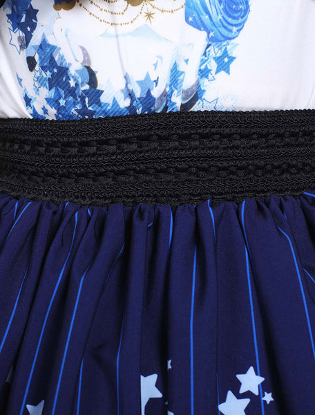 Blue Lolita Dress Cute Lolita Lace Skirt With Magic Circle Print