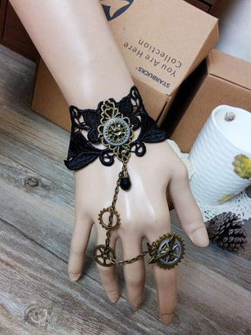 Steampunk Lolita Bracelet Lace Metallic Black Lolita Accessory