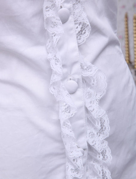 Cotton White Lace Bow Lolita Blouse
