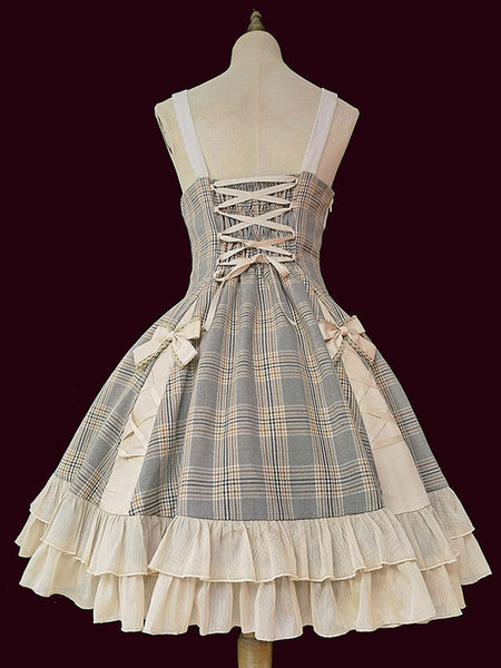 Classical Lolita JSK Dress Camel Bows Sleeveless Polyester Lolita Jumper Skirt