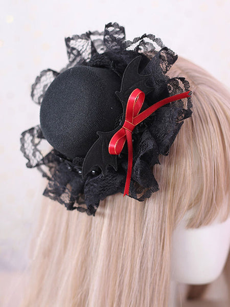 Gothic Lolita Hat Bows Polyester Lace Black Lolita Hat Lolita Accessories