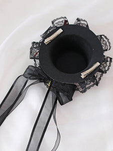 Gothic Lolita Hat Bows Polyester Lace Black Lolita Hat Lolita Accessories