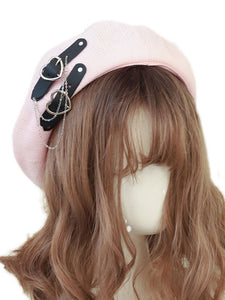 Sweet Lolita Hat Chains Accessory Hearts Pattern Polyester Black Lolita Hat