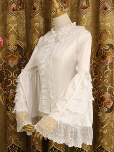 White Lolita Blouses Long Sleeves Lace Ruffles Lolita Top Lolita Shirt