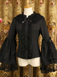 White Lolita Blouses Long Sleeves Lace Ruffles Lolita Top Lolita Shirt